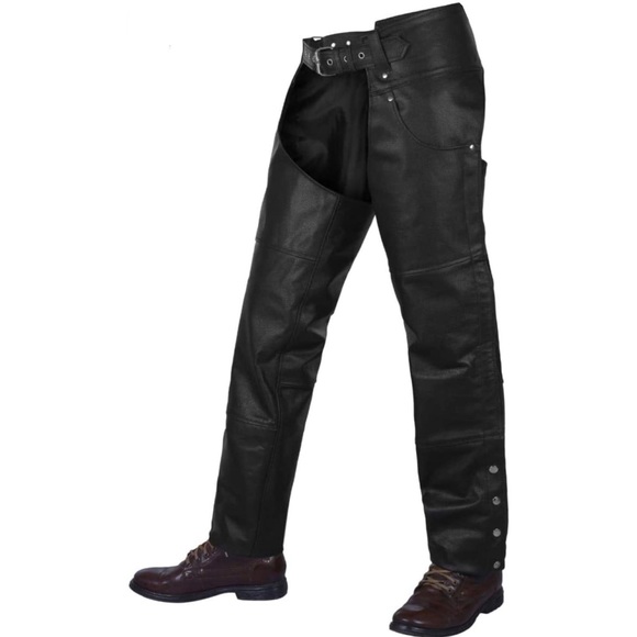 Alpha Cycle Gear Pants Alpha Cycle Gear Black Leather Cowboy Chaps